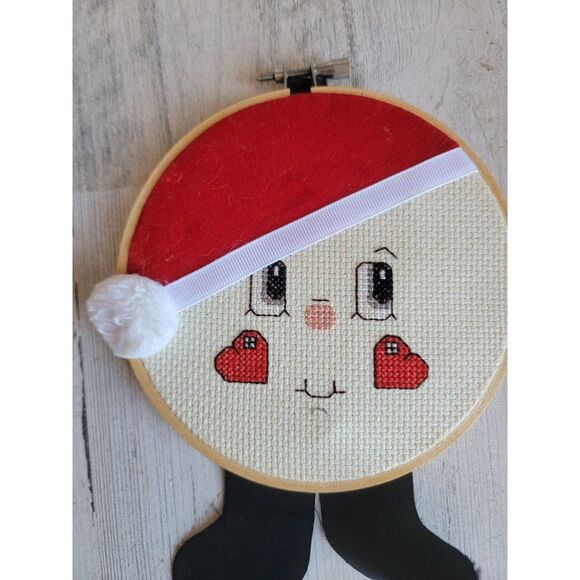 Santa Claus cross stitch face heart Santa hat ornament Xmas figure - Picture 3 of 6